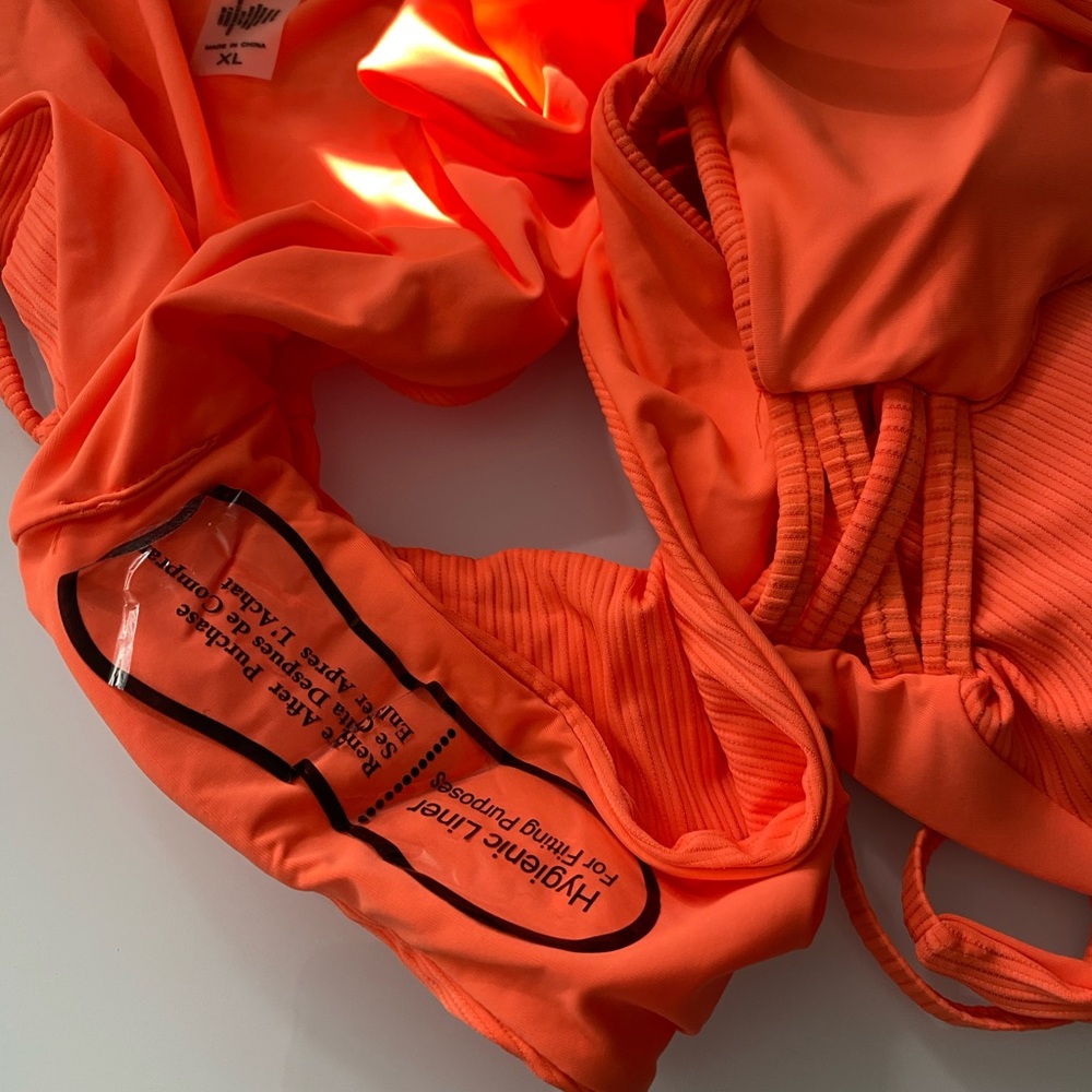 TiniBikini Orange Ribbed Two-Piece Swim Set - Picture 6 of 7